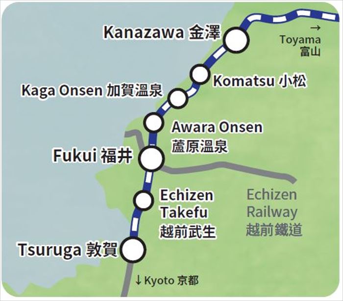 호쿠리쿠 신칸센map